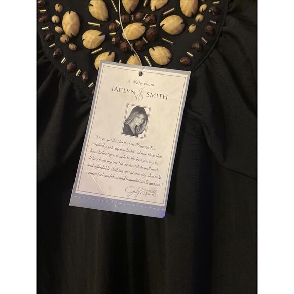 Jaclyn Smith‎ Long Black Embroidered Bead Dress Medium NWT - Picture 6 of 7